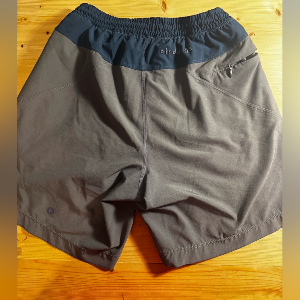 Birddogs Men's Athletic Shorts — Taupe Body with Navy Waistband - Picture 4 of 5